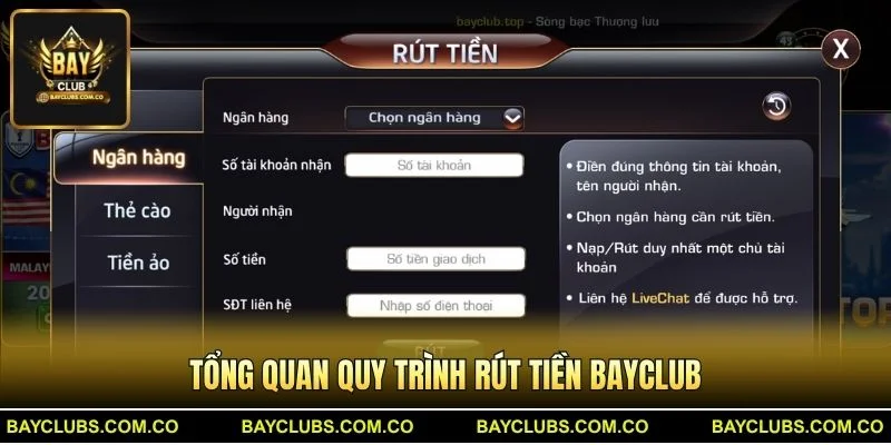 Rút Tiền BayClub Nhanh Gọn – BayClub Thanh Toán Tức Thì 1 Tổng quan quy trình Rút Tiền BayClub